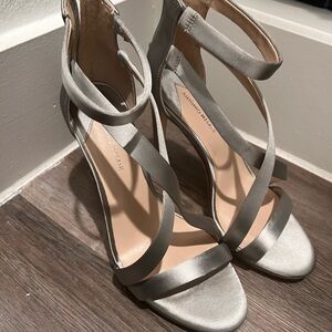 ANTONIO MELANI Metallic Gray Strappy Heels